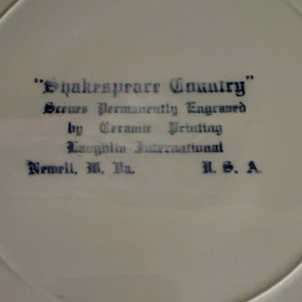 VTG Pair of Homer Laughlin Shakespeare Country Dinner Plate Blue White Ironstone